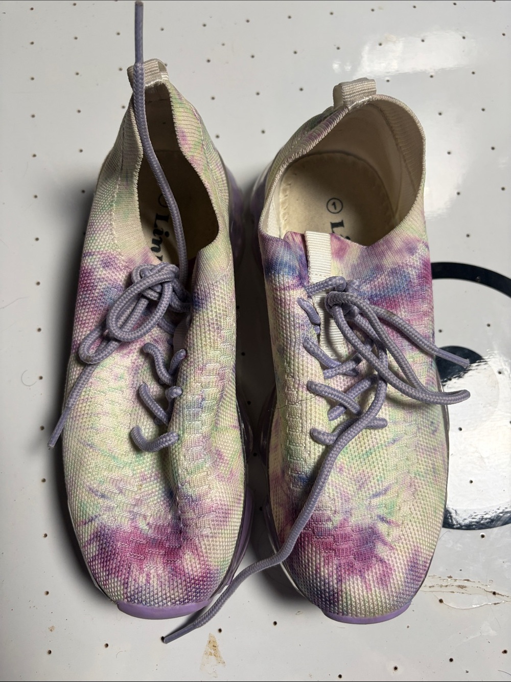 Link Tie-Dye Knit Lace-Up Women's Sneakers - Lavender Multi Size 1